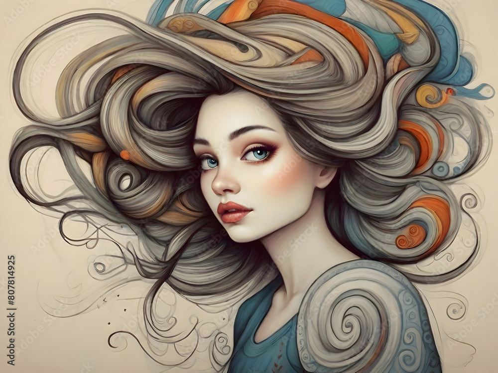 Girl Portrait Surreal Art Illustration