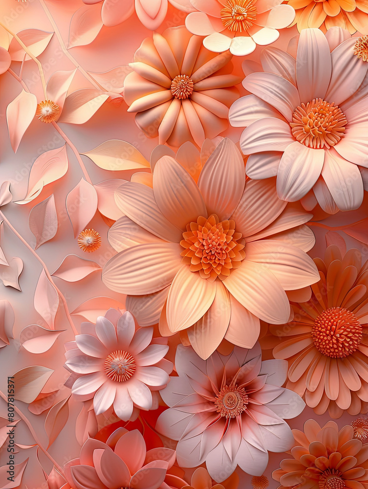 Elegant Paper-Cut 3D Daisy Floral Background Elegant Paper-Cut 3D Daisy Floral Background