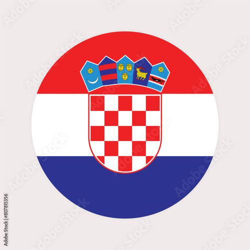 National Flag of Croatia. Croatia Flag. Croatia Round flag.
