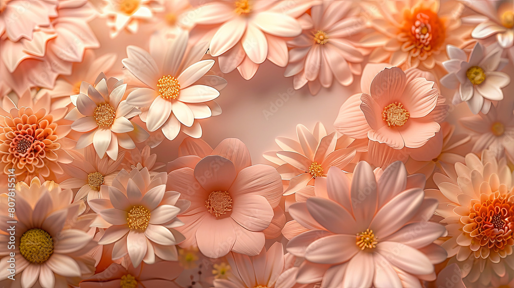 Elegant Paper-Cut 3D Daisy Floral Background Elegant Paper-Cut 3D Daisy Floral Background