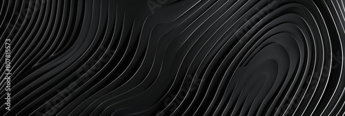 Black abstract background design. Modern wavy line pattern  guilloche curves  in monochrome colors. Premium stripe texture for banner  business backdrop. Dark horizontal vector template