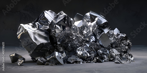 High-purity Polycrystalline Silicon, Pieces of crushed stone on a black background

 photo