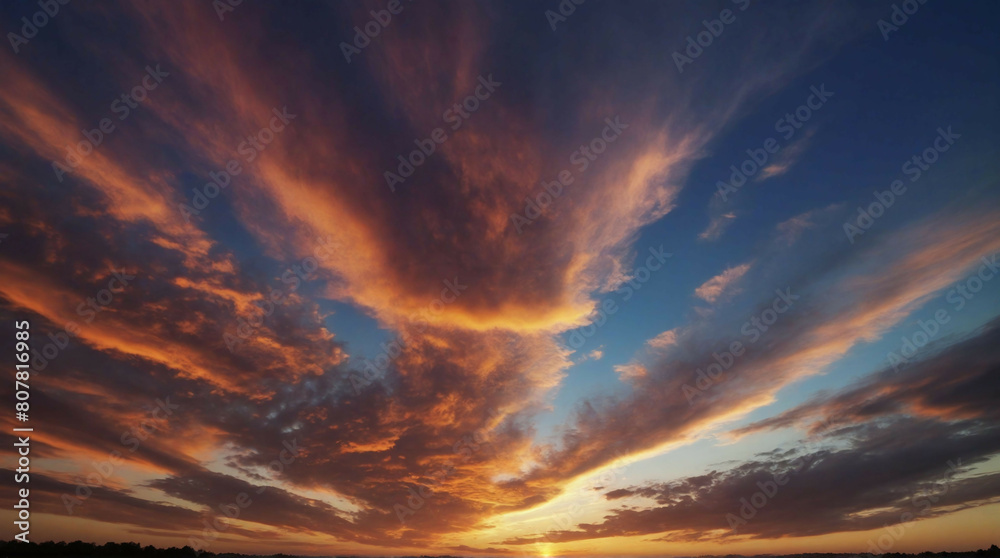 A majestic sky of swirling clouds illuminated magic moment