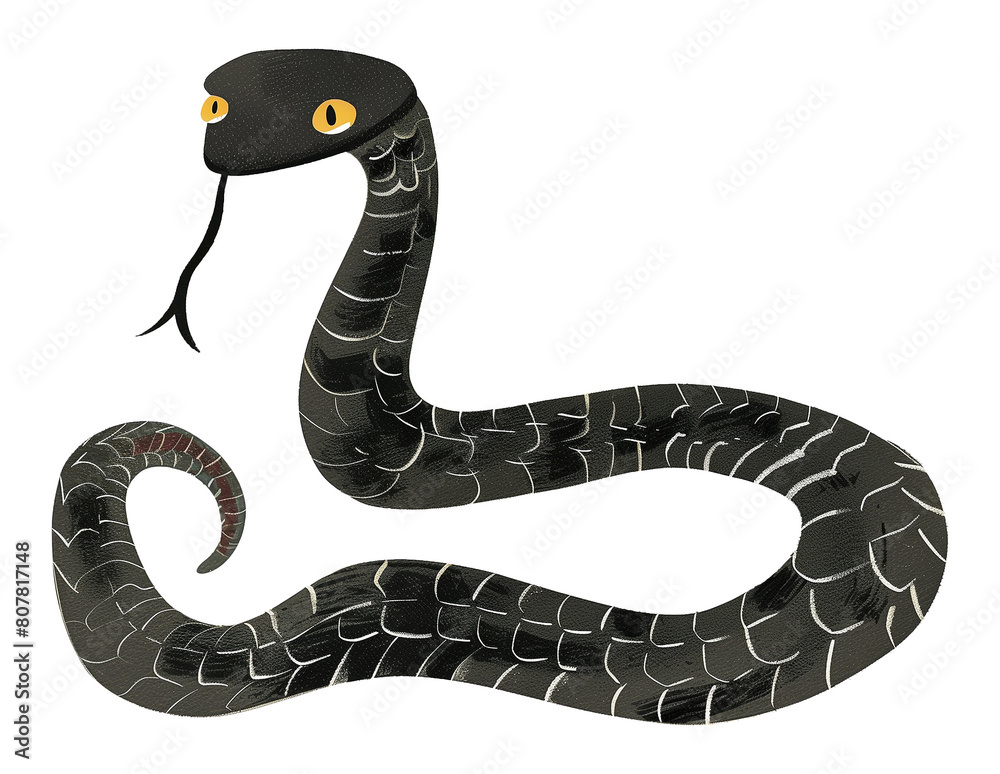 Fototapeta premium PNG black mamba snake digital art, transparent background