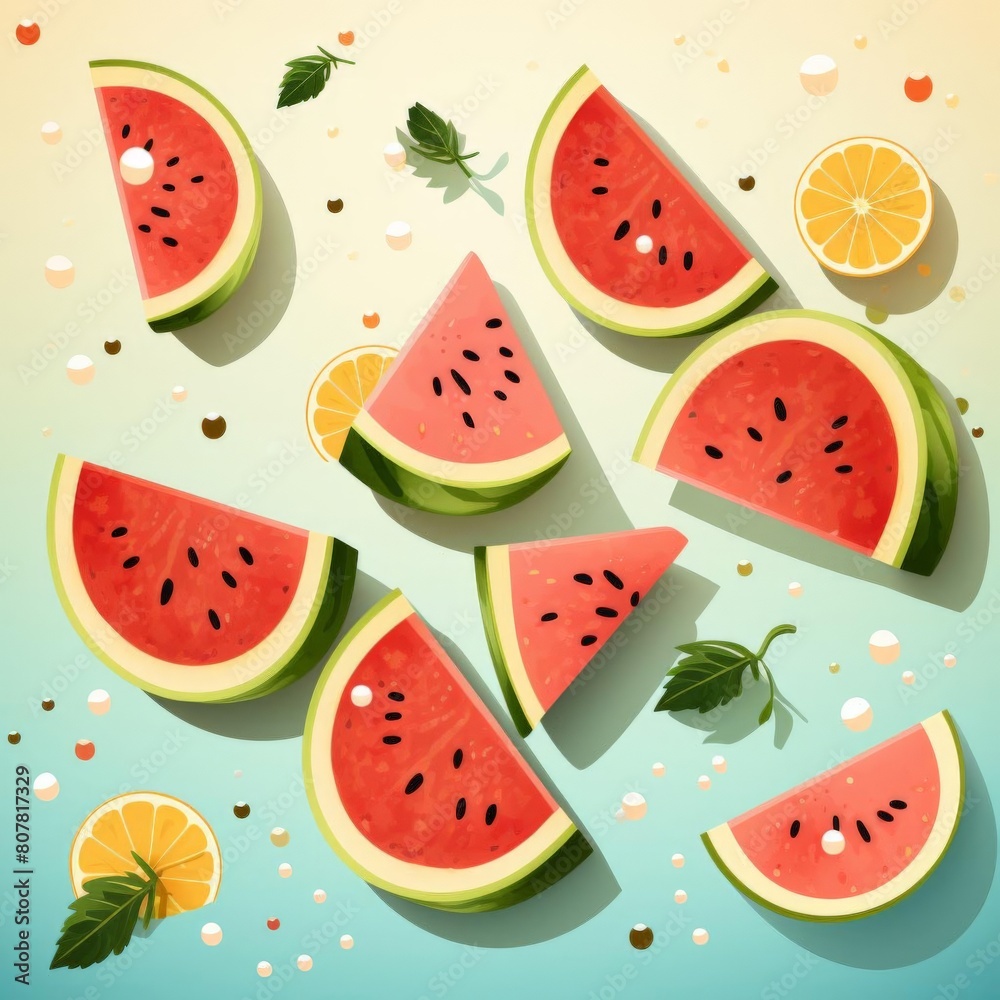 pattern of watermelon slices with soft colors pattern of watermelon slices with soft colors
