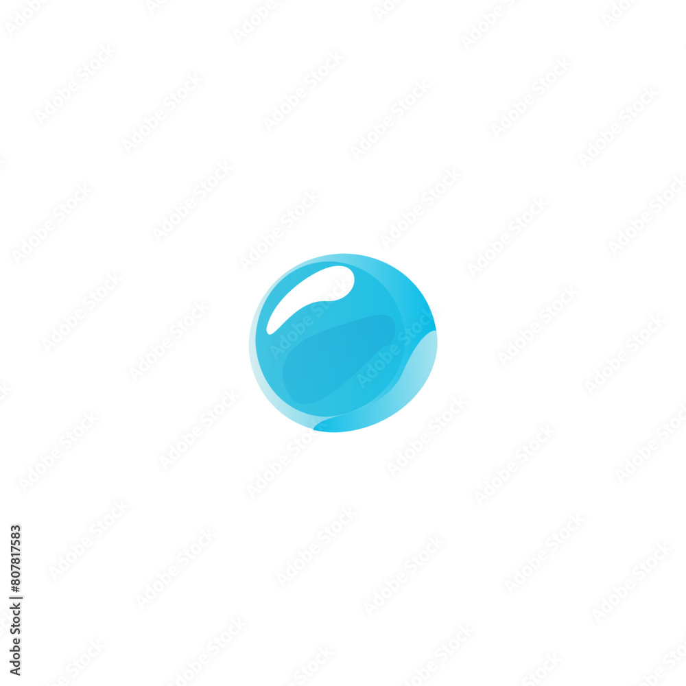 Air bubble in the flat style, blue gradients, solar glare isolated on a white background Air bubble in the flat style, blue gradients, solar glare isolated on a white background