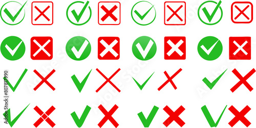 Green and red flags for the buttons, mark and cross out the elements of the checklist, the check indicators in the program 