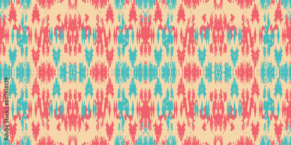 Fototapeta premium Seamless batik pattern,Seamless tribal batik pattern,and Seamless colorful pattern resemble ethnic boho, Aztec,and ikat styles.designed for use in wallpaper,fabric,curtain,carpet,Batik Embroidery