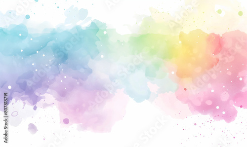 Abstract pastel watercolor background with a soft rainbow color splash