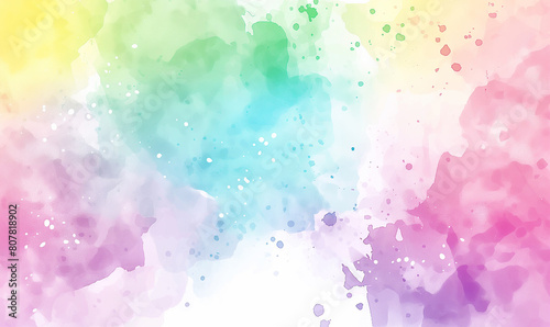 Abstract pastel watercolor background with a soft rainbow color splash