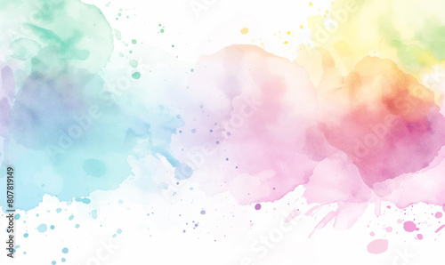 Abstract pastel watercolor background with a soft rainbow color splash