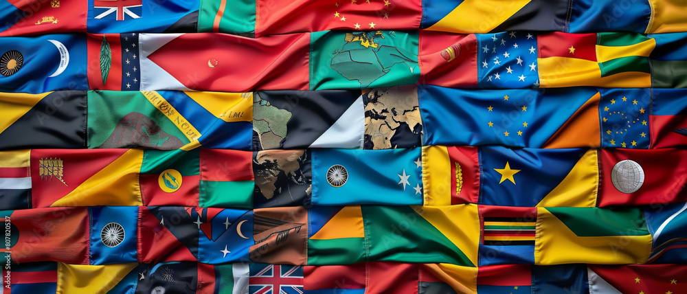 A vibrant display of various national flags representing countries around the world. A vibrant display of various national flags representing countries around the world.