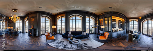 Luxurious Room with 360-Degree Panoramic Views, Featuring Modern Furniture and Elegant Interior Design