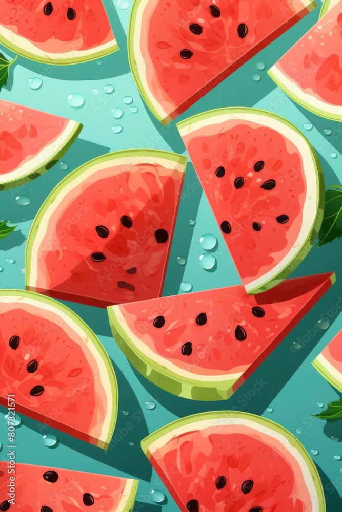pattern of watermelon slices with soft colors pattern of watermelon slices with soft colors