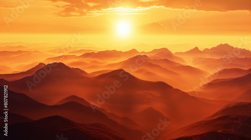 Mountain Sunrise vast array of orange and gold