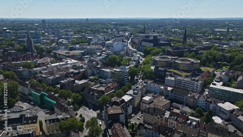 Aerial drone view of Bochum-Innenstadt, the city center of Bochum in North Rhine-Westphalia, Germany. photo