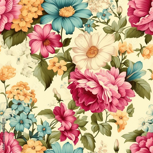 Watercolor vintage Flowers Patterns.