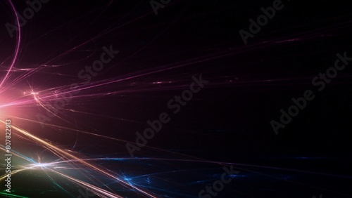 Futuristischer violetter Lichteffekt in hell leuchtender Energiestruktur. Geschwindigkeitseffekt. Abstrakte leuchtende Lichtlinien, bewegte Energiestrahlen, innovativ, Technologie, Wissenschaft