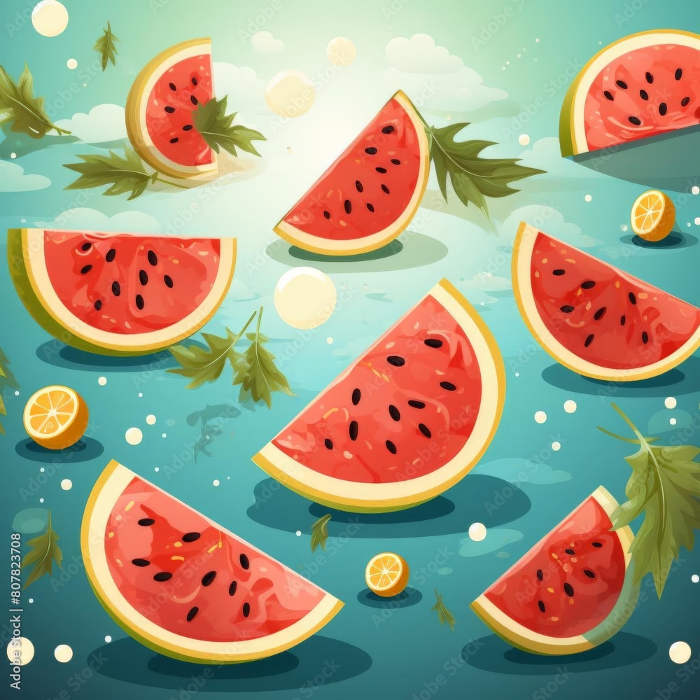 Fototapeta premium pattern of watermelon slices with soft colors