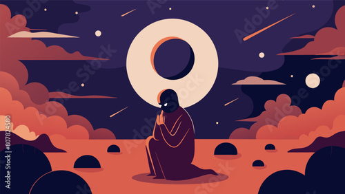 In the midst of a chaotic world the stoic eclipse offers a moment of serene introspection.. Vector illustration