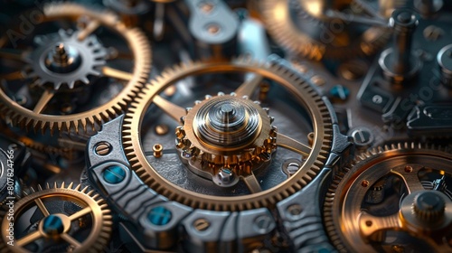 A macro shot of a steampunk clockwork mechanism, revealing the complexity of its gears and cogs 8K , high-resolution, ultra HD,up32K HD