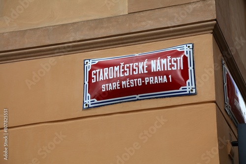 Prague sign - Starometske Namesti square photo