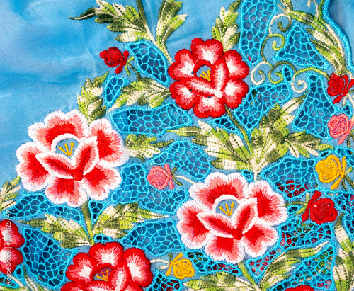 Vintage floral fabric, thai style for background