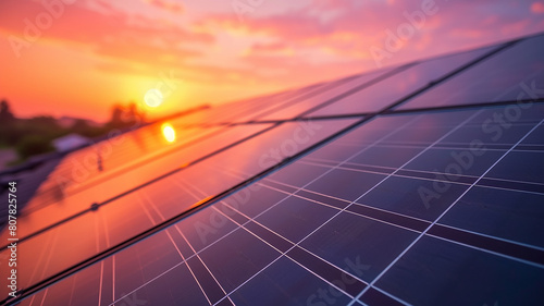 Wallpaper Mural Solar batteries on the roof of the house on the background of sunset Torontodigital.ca