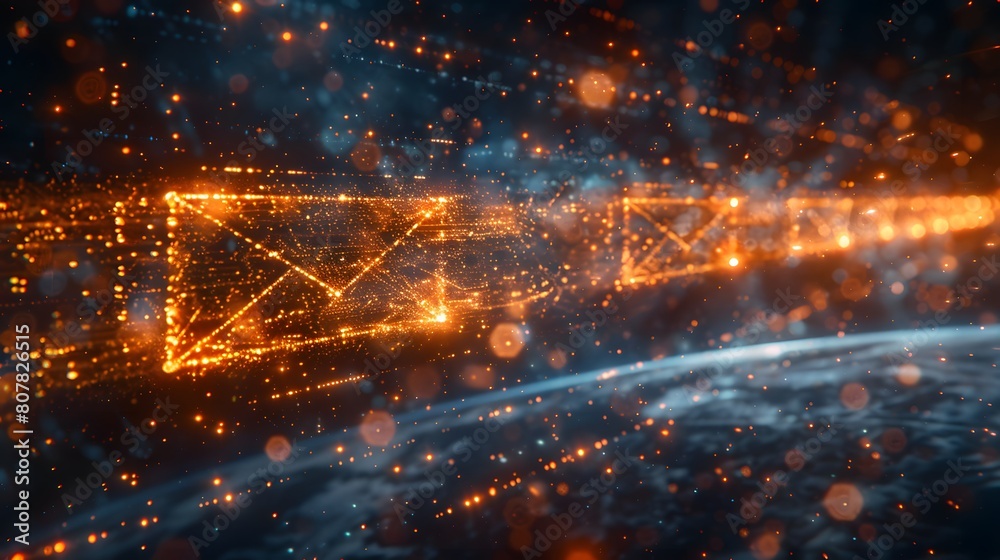 Letter travels through cyberspace.