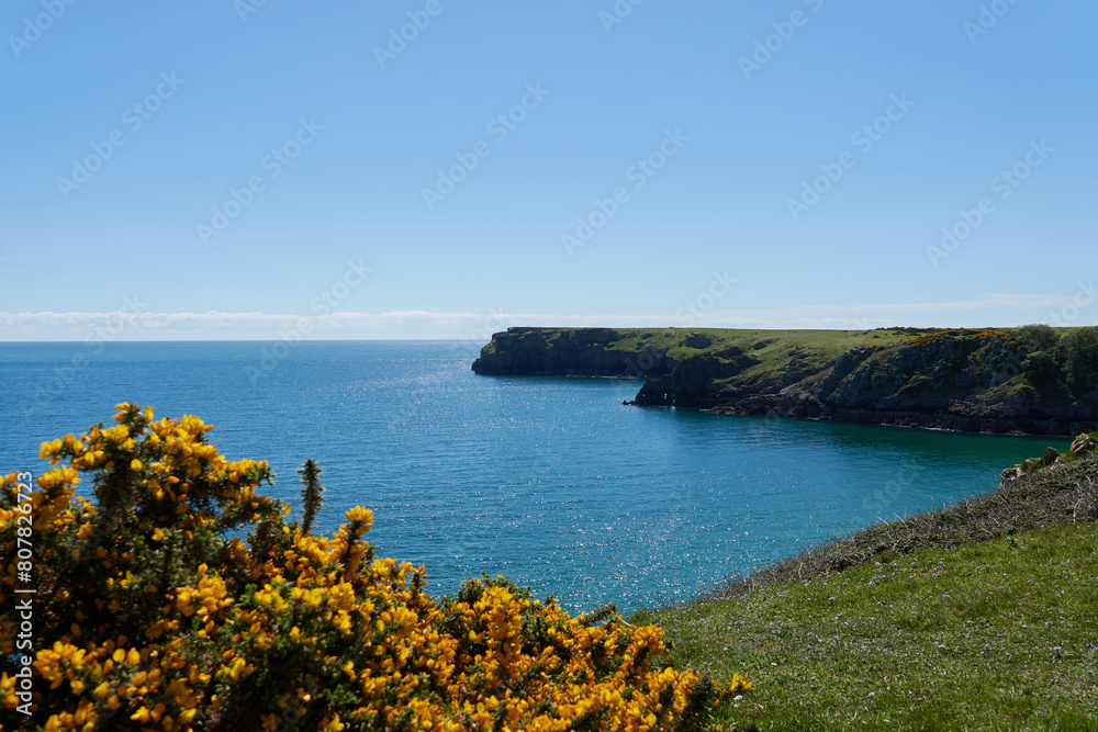 Magnificent sunny beaches, coastline in Wales May-24, the UK