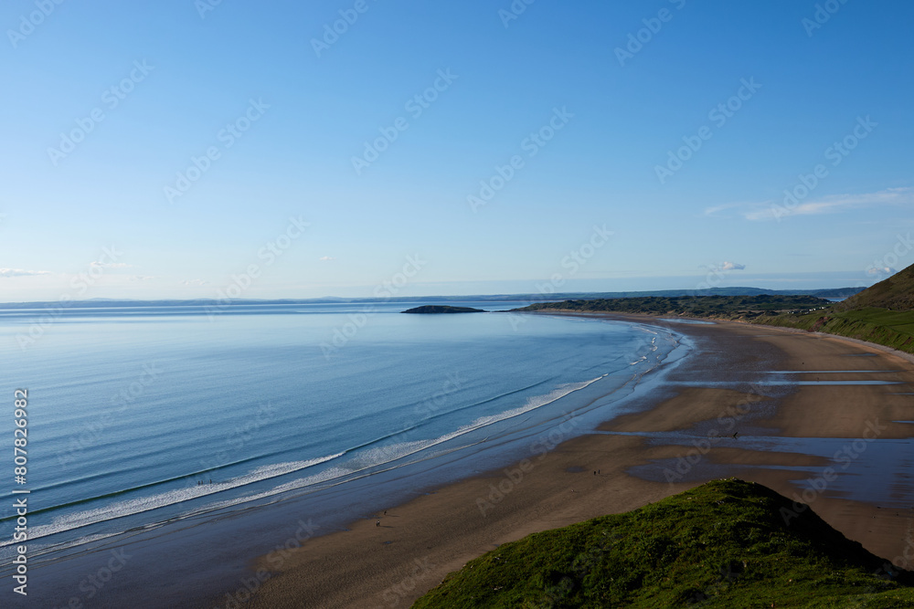 Magnificent sunny beaches, coastline in Wales May-24, the UK Magnificent sunny beaches, coastline in Wales May-24, the UK