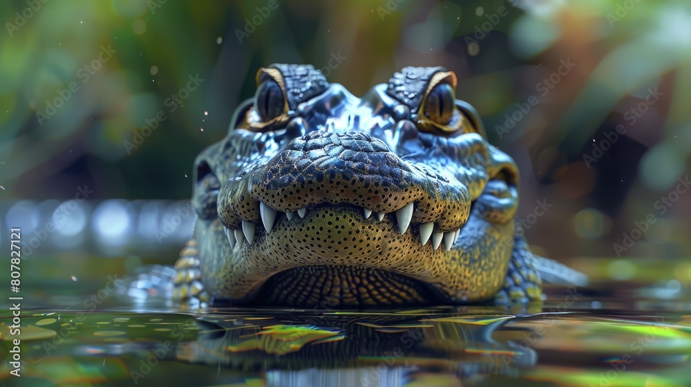 Fototapeta premium Head of a crocodile Paleosuchus palpebrosus Dwarf Caiman