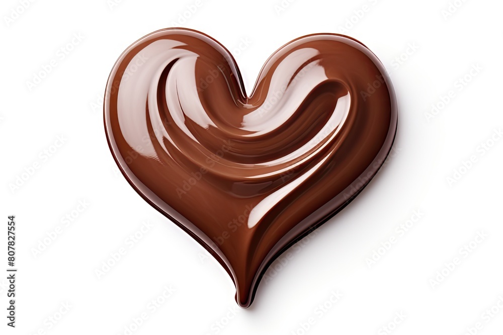 Chocolate Smear Isolated, Melted Chocolate Texture on White Background, Chocolate Sauce Pattern