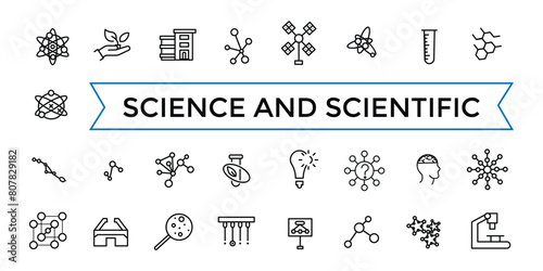 Science and scientific activity icon set. minimal line web icon set. Outline icons pack. Icon collection. Editable vector icon and illustration.