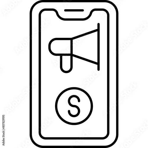 Mobile Advertising icon line style easy to edit and modify 