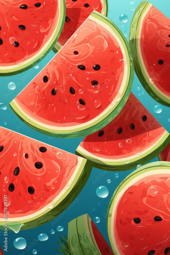 pattern of watermelon slices with soft colors
