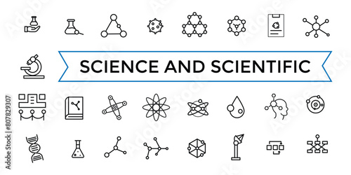 Science and scientific activity icon set. minimal line web icon set. Outline icons pack. Icon collection. Editable vector icon and illustration.