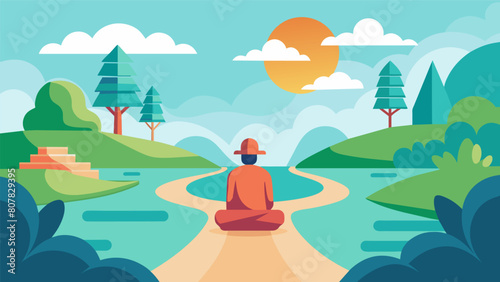 The Virtue Path is enveloped in a serene and tranquil atmosphere providing the perfect setting for contemplation and introspection on the stoic. Vector illustration