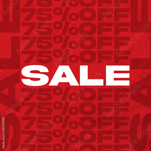 Red sale banner with discount numbers
