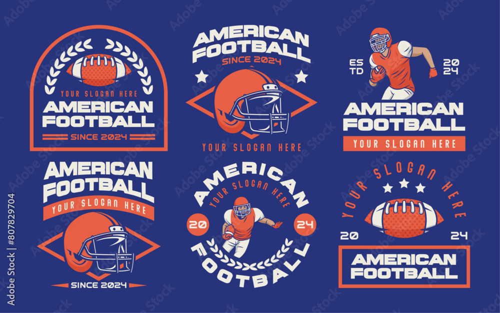 American football logo badges vector bundle. Football logos collection. American football league vintage labels, emblems and design elements