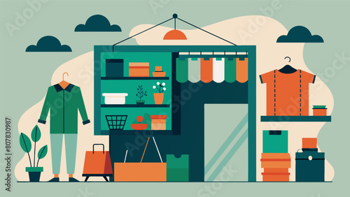 With a focus on sustainable fashion and homeware these container shops prove that style and sustainability can go handinhand.. Vector illustration