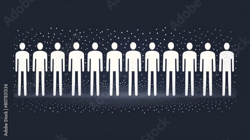 Illustration of diverse employees as white stick figures on a dark background  representing inclusivity in the workplace