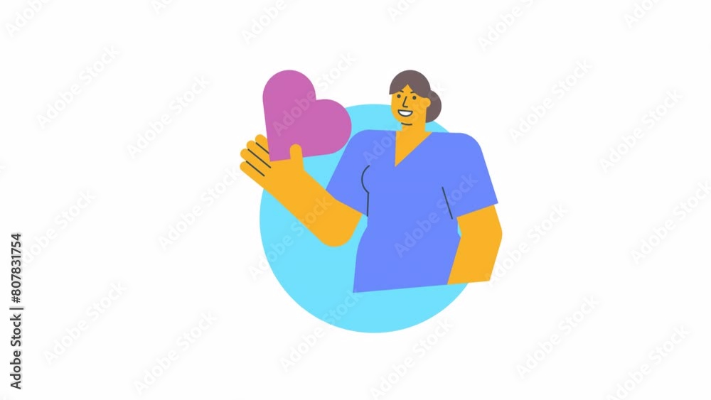 Icon nurse holds heart and smiles. Alpha channel Icon nurse holds heart and smiles. Alpha channel