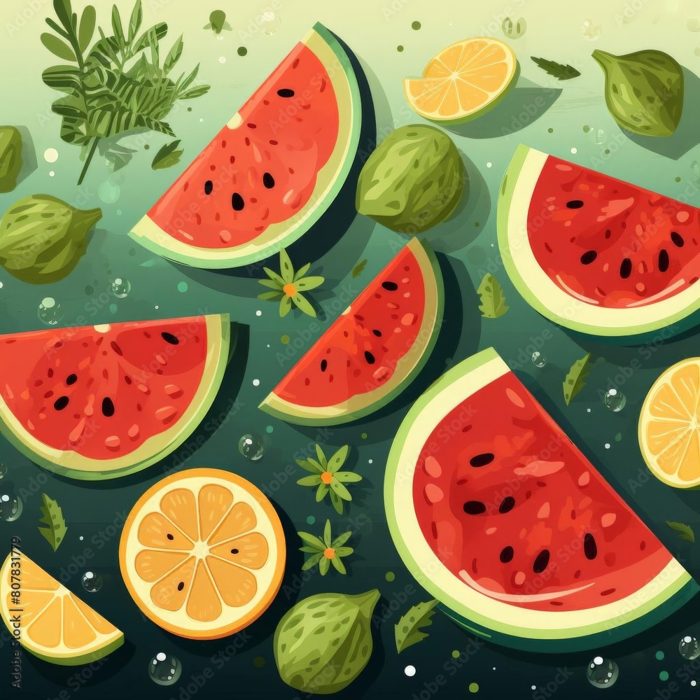 pattern of watermelon slices with soft colors pattern of watermelon slices with soft colors