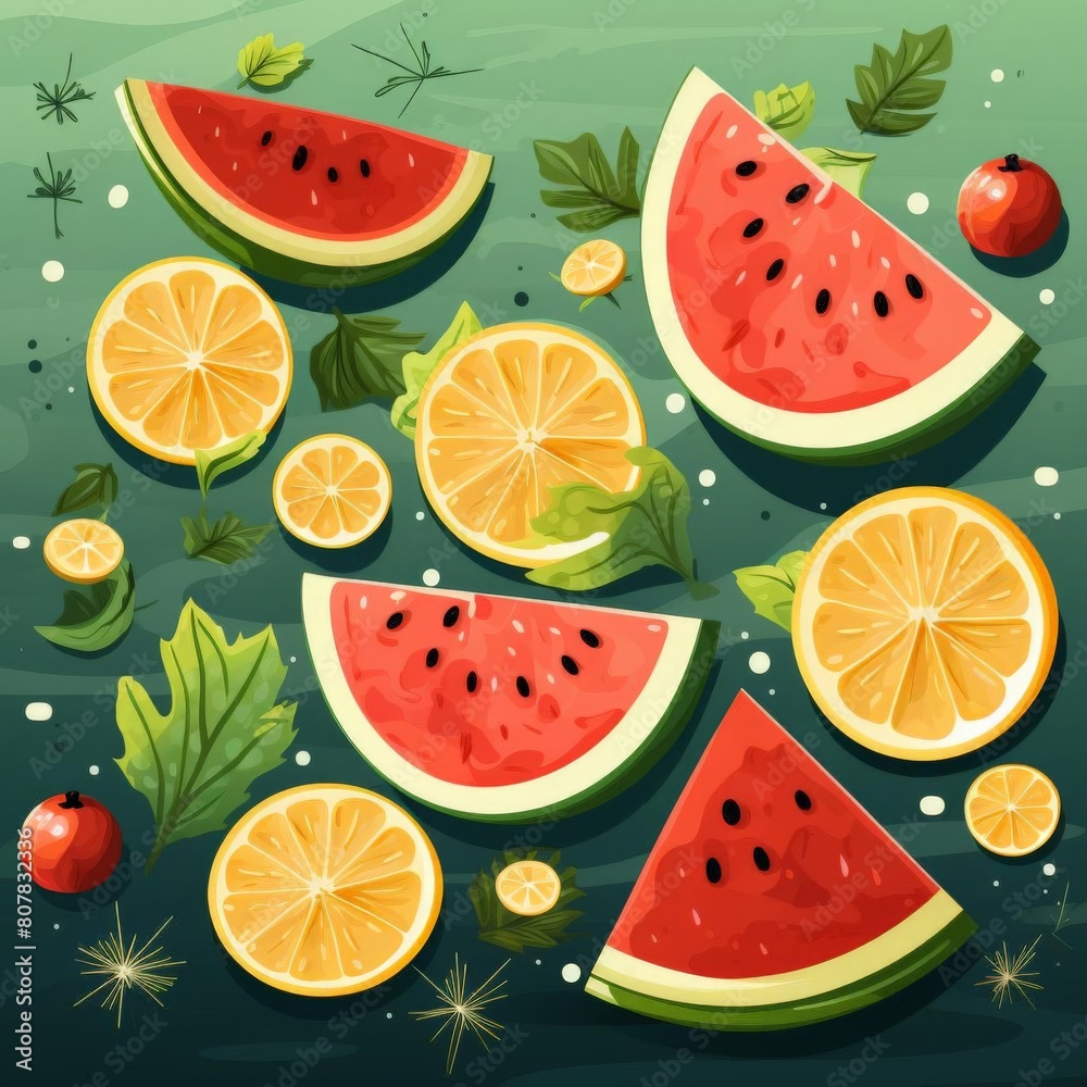 pattern of watermelon slices with soft colors pattern of watermelon slices with soft colors