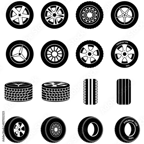 Tire icon set. design element. ui,web,app and other use. collection of tire icons. vector illustration concept.