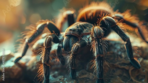 Majestic tarantula in natural habitat close-up view