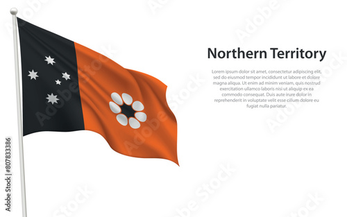Isolated waving flag of Northern Territory is a state Australia