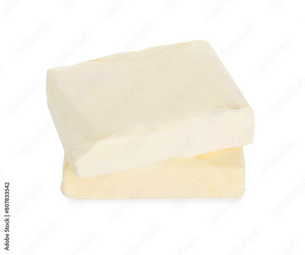 Blocks of tasty butter isolated on white Blocks of tasty butter isolated on white