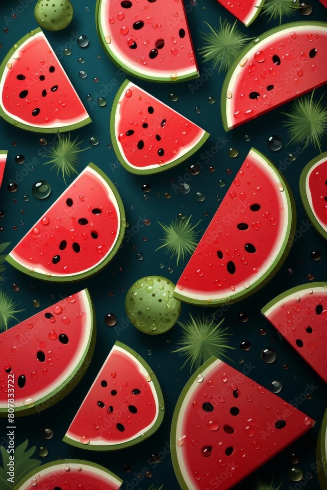 pattern of watermelon slices with soft colors pattern of watermelon slices with soft colors